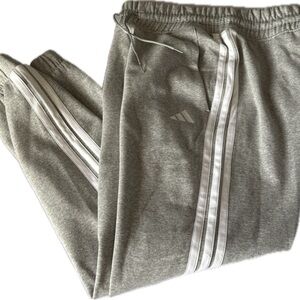 Adidas Heather Gray Joggers with White Accents